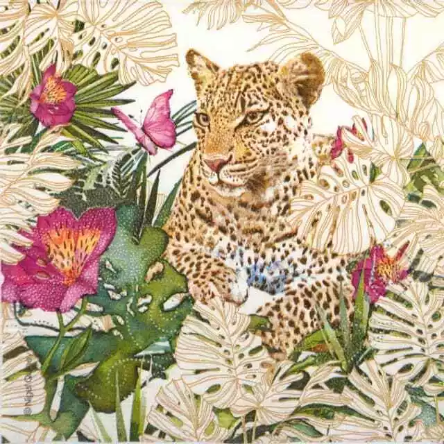 4x Single Lunch Paper Napkins for Decoupage and Party - Nigel Quiney: Leopard