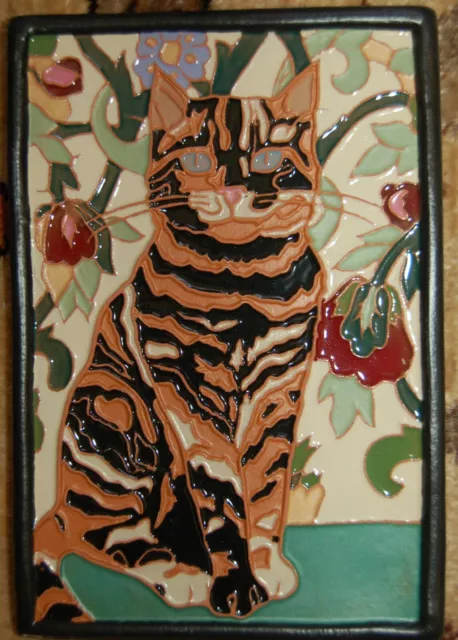 large Arts and Crafts Deco style CAT tile #3- Great Holiday/Christmas gift