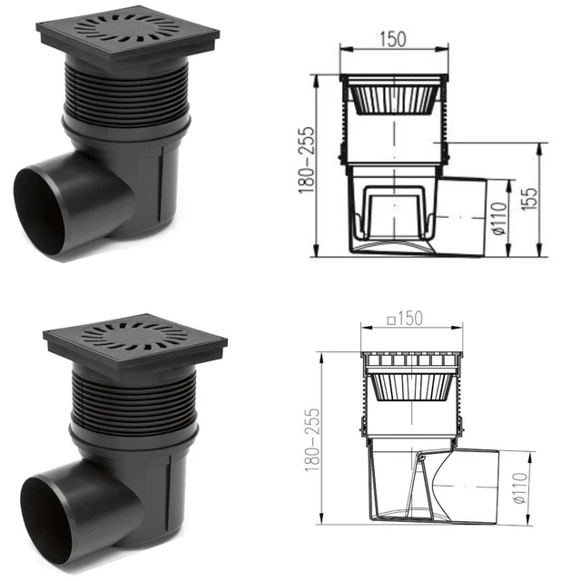 Edelstahl Bodenablauf DN75 - Für Balkon, Terrasse & Garten | Mit Rückstauklappe/Siphon, 300 Kg Traglast