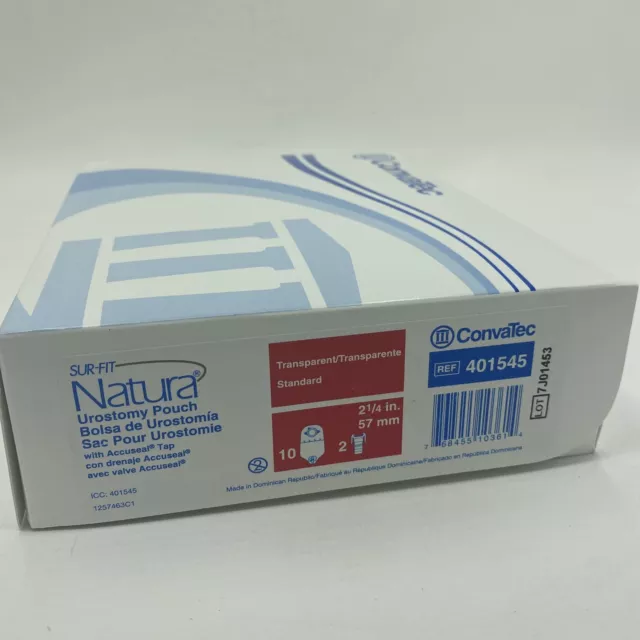10 bolsas de urostomía ConvaTec 401545 Sur-Fit Natura 2-1/4" brida garantizada