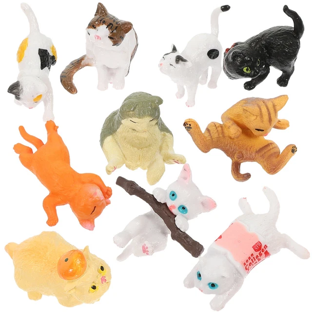 10 Pcs Cat Cupcake Topper Cat Model Fall Guys Toys Squiz Toys Decorate 7