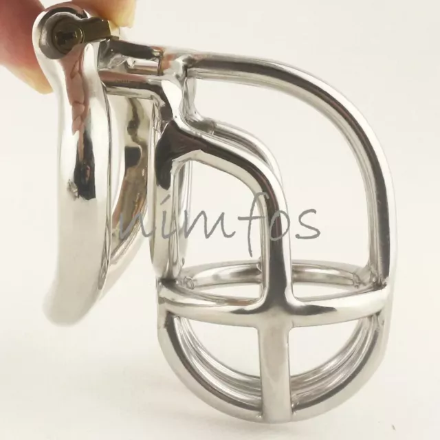 Male Chastity Devices Stainless Steel Curved Cage Arc Ring Lock Restraint