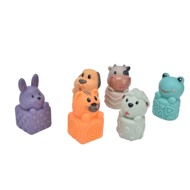 6Pcs Baby Soft Blocks Animal Stacking Building Blocks Soft Cube Blocks