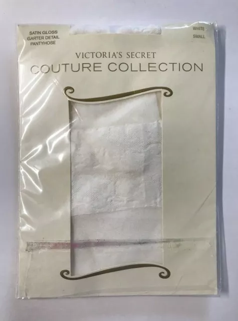 Victoria's Secret Couture  Small White Faux Garter Pantyhose Bridal Vintage