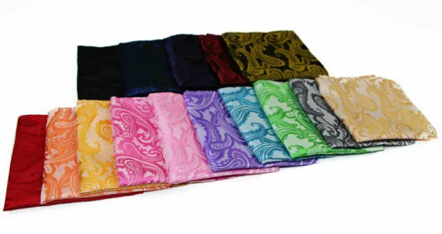 Mens Pocket Square Formal Paisley Pattern Mens Hanky Wedding Black Handkerchief 2