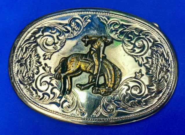 MIXED METAL VINTAGE Wild rodeo cowboy on bucking Horse saddle bronc ...