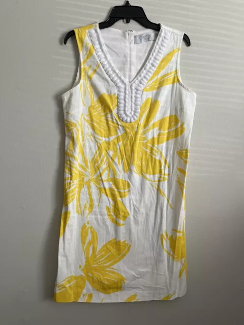 Christin Michael Womens Size 12 Dress Yellow White Sleeveless