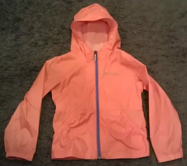 COLUMBIA Zip Up Rain Jacket Kids Girls XS Peach Coat Packable Windbreaker Hooded