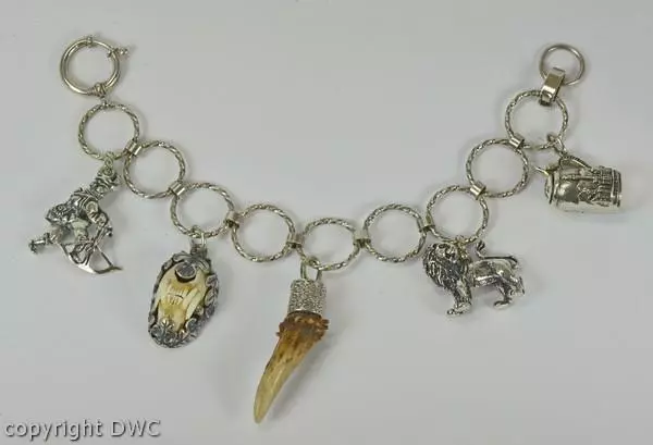 Catena Charivari collana Costume in Argento 835 Ciondolo Costume Antico