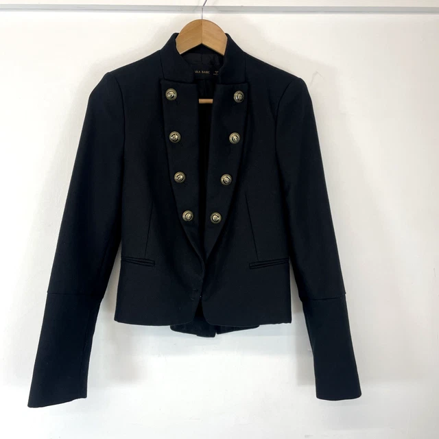 Zara Basic Black Cotton Blazer Zara Basic One Button Cotton Blend