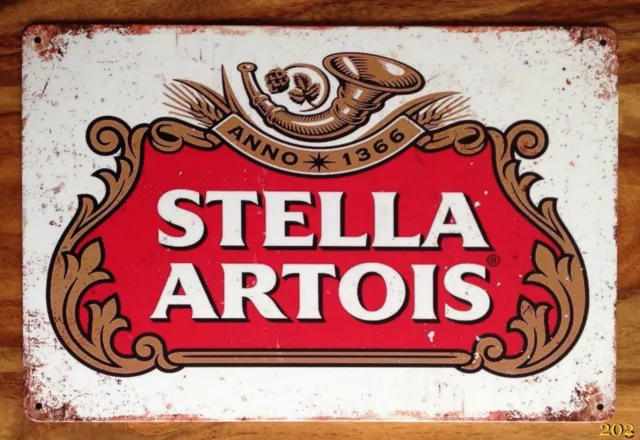 Stella Artois Birra Vintage Insegna Metallo Latta Retro Placca Garage Bar Pub Uomo Grotta