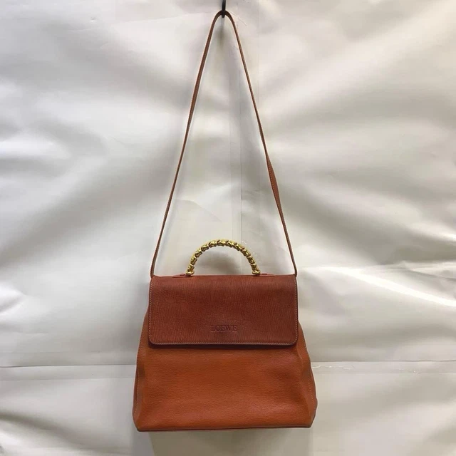LOEWE VELAZQUEZ 2WAY Handbag Shoulder Bag Suede Leather Gold