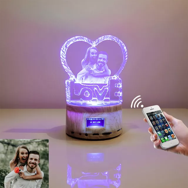 Personalized Photo Crystal Colorful Music Night Light Engraved with Your Picture