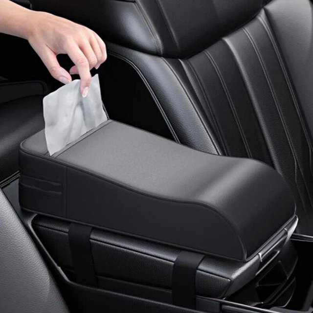 1PC Car Armrest Pad Cover Center Console Box Cushion PU Leather  Universal Black