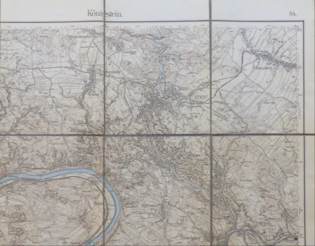 e10182 Original alte Landkarte Königstein Sachsen Porschdorf Hohnstein von 1912 3