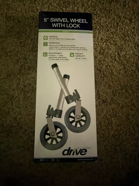 DRIVE MEDICAL SUPPLY 5" Universal Walker Wheels 10109 - 350 Lb Weight Limit NEW