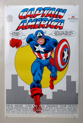Original 1989 Captain America 34x22 Marvel Comics FBI poster:Avengers/Romita art