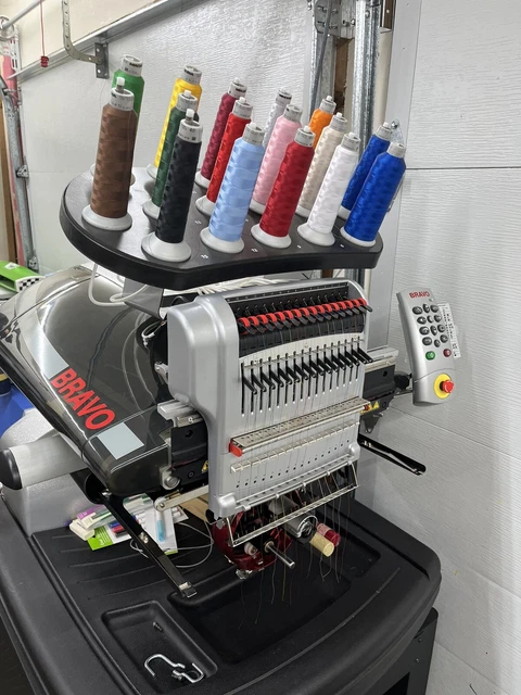 MELCO BRAVO EMT 16 EMBROIDERY MACHINE +Design Studio V10, Cap hoop and 5 hoops