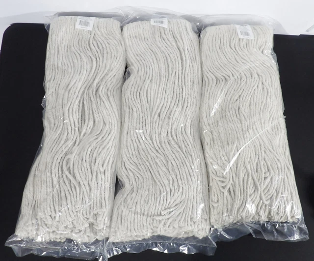 3 Performance Plus 24 oz Cut-End Cotton Wet Mop Heads P-10024