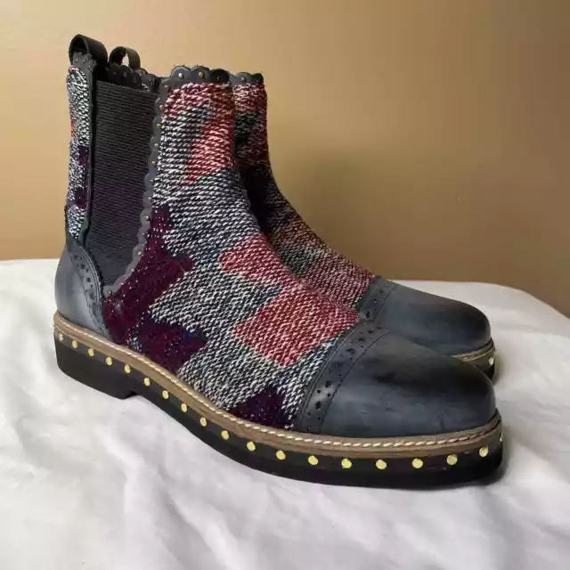 Free People Textile Atlas Ankle Chelsea Boots In Blue Kilim 40