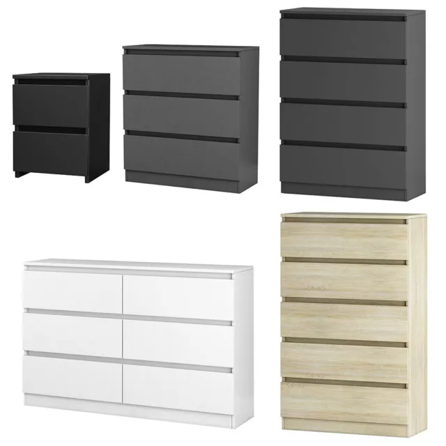 Modern Bedside Table Cabinet Chest of Drawers Bedroom Furniture Dark Grey White