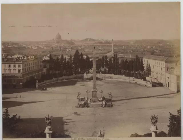 Italie, Roma, Panorama dal Pincio Vintage albumen print.  Tirage albuminé  1