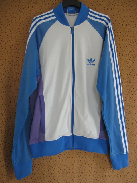 VESTE ADIDAS ORIGINALS Blanc Bleu violette Jacket Homme style vintage - L  EUR 18,32 - PicClick FR