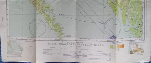 VINTAGE MAP RCAF Air Navigation Nootka - Nainamo 1944 Canada Superb ...
