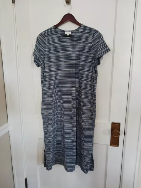 J.Jill Pure Jill Size Large Crew Neck Indigo Blue Cream  T-shirt Dress