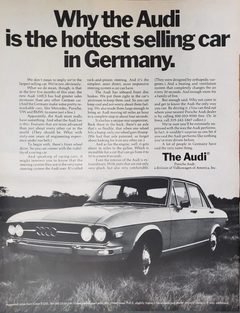 1970 Porsche Audi Automobile Car Hottest Selling Car In Germany Print Ad