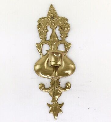 Vtg Solid Brass 1 Candle Wall Sconce Peacocks Birds 9-1/2” Home Decor Asian AG