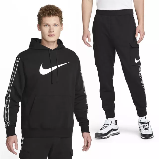 Tuta Felpata Uomo NIKE invernale cappuccio sportiva completa nero ginnastica pil