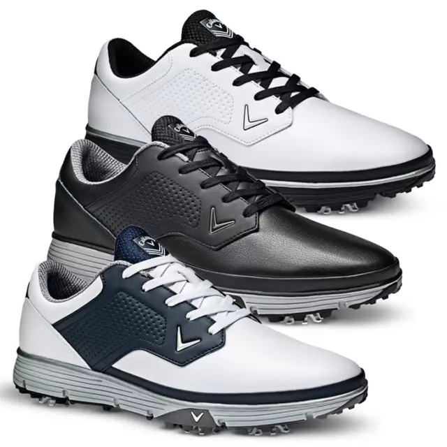 Callaway Golf Mens 2024 Mission Spiked Waterproof Leather Comfort Golf Shoes