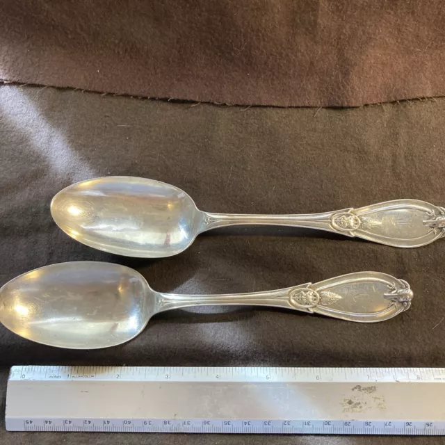 Pr 1862 Sterling Silver Grecian Henry Hebbard Whiting Tiffany 8" Serving Spoons