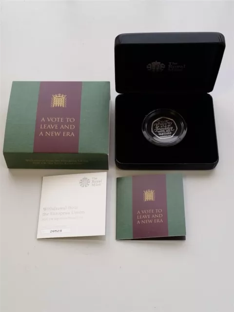 Withdrawal From European Union 2020 Uk 50P Sterling Silver Proof Royal Mint Coin