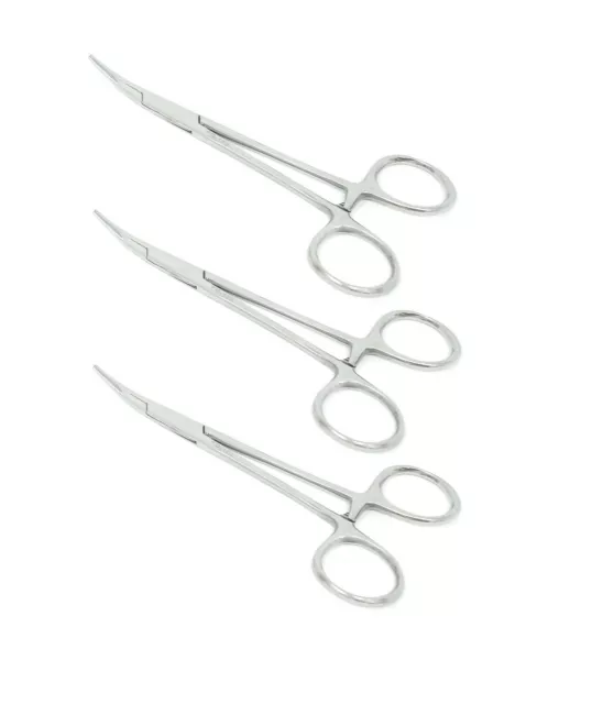 3  Premium Mosquito Locking Hemostat Forceps 5" Curved For Surgical & Dental Use