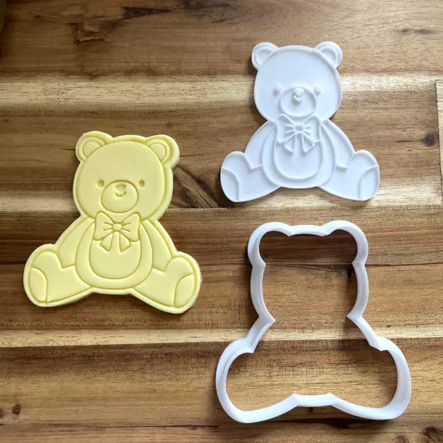 Teddy Bear Mothers Day Cookie Cutter Stamp Fondant Embosser Set