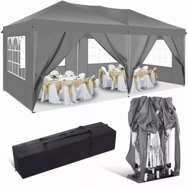Pavillon 3x6m Wasserdicht Faltpavillon Pop Up Partyzelt Gartenzelt UV Schutz 50+