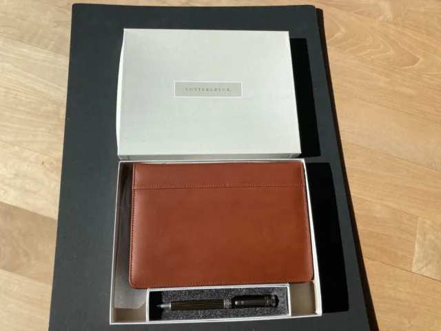 Cutter & Buck Genuine Leather Portfolio Padfolio Brown 6"x9" NEW Co. Logo Inside