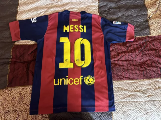 NIKE FC BARCELONA Leo Messi 2014-2015 Home Men's Size Large L Retro ...