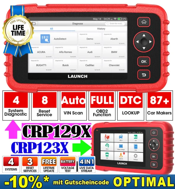 2024 Launch CRP129X CRP123X Profi KFZ OBD2 Diagnosegerät Auto Scanner TPMS EPB