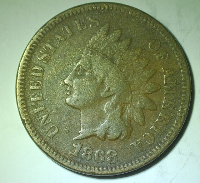 1868 Indian Head Penny Cent Partial Liberty - Semi Key Date (7571)
