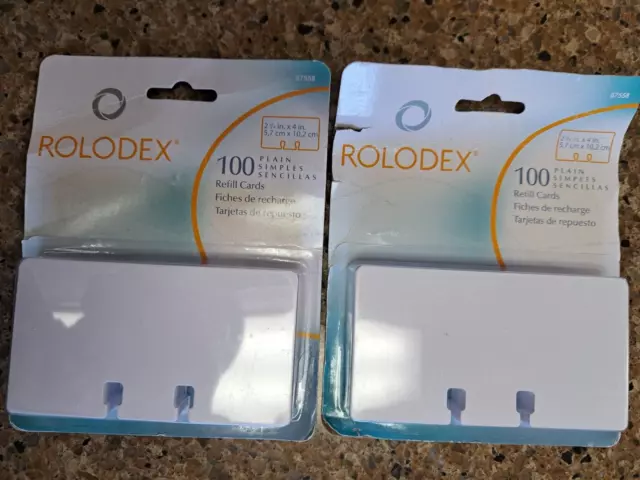 2 Rolodex Plain Refill Card 2 1/4 x 4   5.7mm x 10.2 White 200 Cards 67558