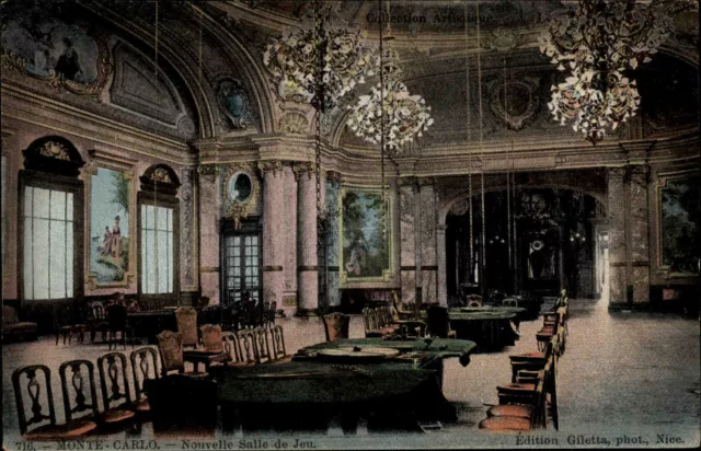 Monte Carlo Monaco Color Ansichtskarte ~1920/30 Casino Nouvelle Salle de Jeu