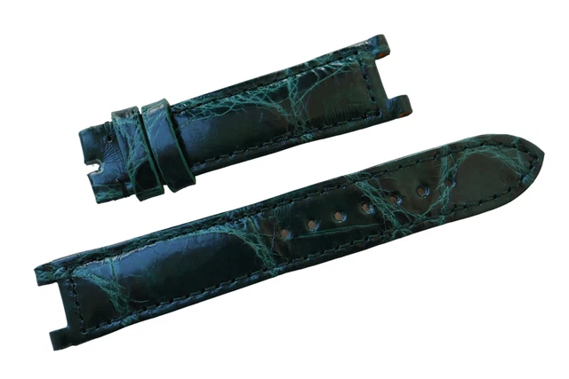 Bracelet En Cuir Crocodile Vert Lime - Fait Main En Italie, 18/16mm, Boucle Déployante