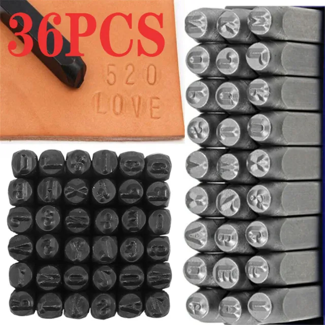 36Pc 4mm Deep Number Letter Stamps Punch Set Metal Leather Symbol Marking 60x6mm