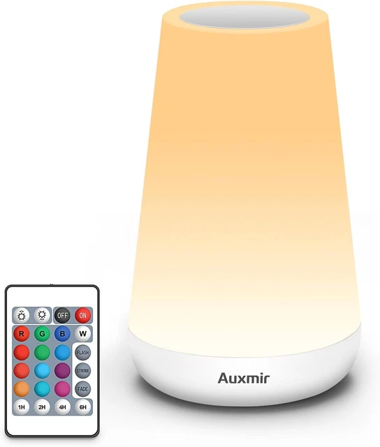 Dxles LED Touch Table Lamp – USB Rechargeable, 13 Colors, 5 Intensities, Remote Control, 1600mAh Battery