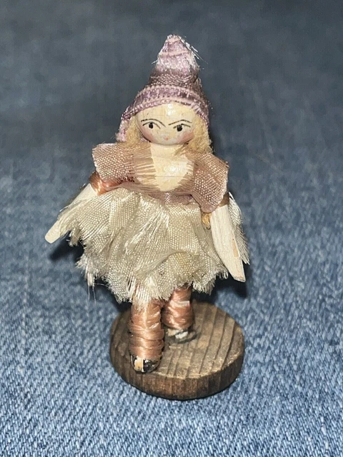Miniature Antique Grodnertal Peg Wooden Doll Tiny Ballerina Children Toy
