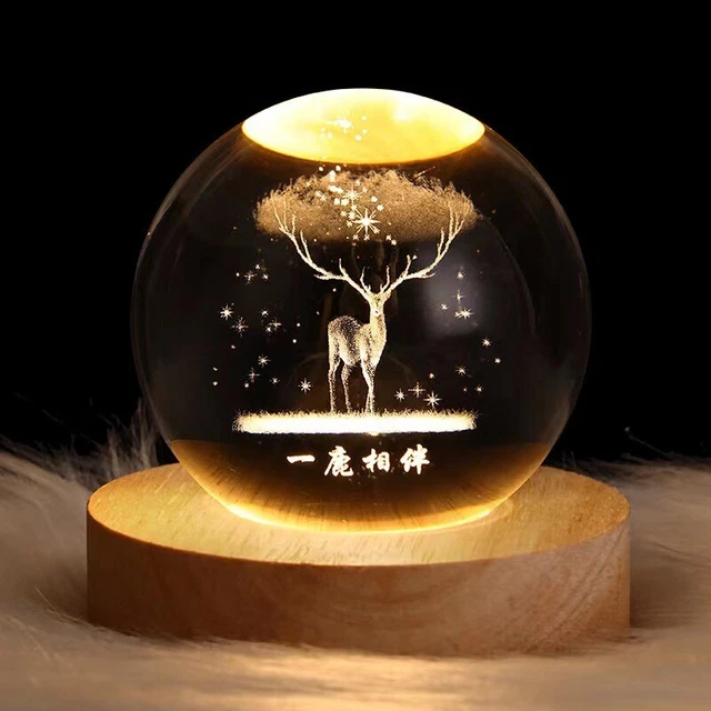 Lampe de Table USB Lumière LED Globe Nuit Cristal Chic Cadeau Noël Décor Gala ,