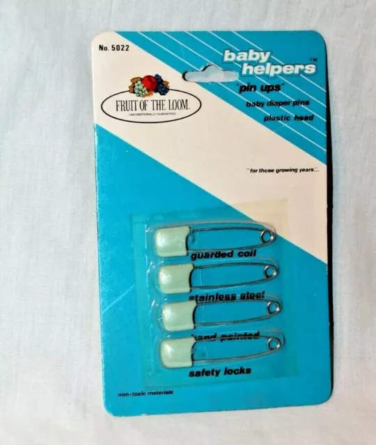 New In Package  Set Of 4 Vintage Baby Double Safety Diaper Pins Blue